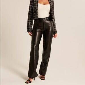 Abercrombie & Fitch Black Wide Leg Leather Pants